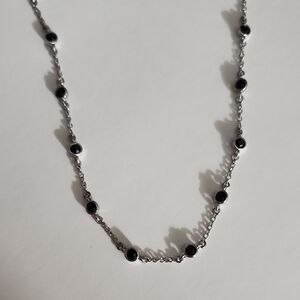 Basel Elegant Silver and Black Necklace 36"
